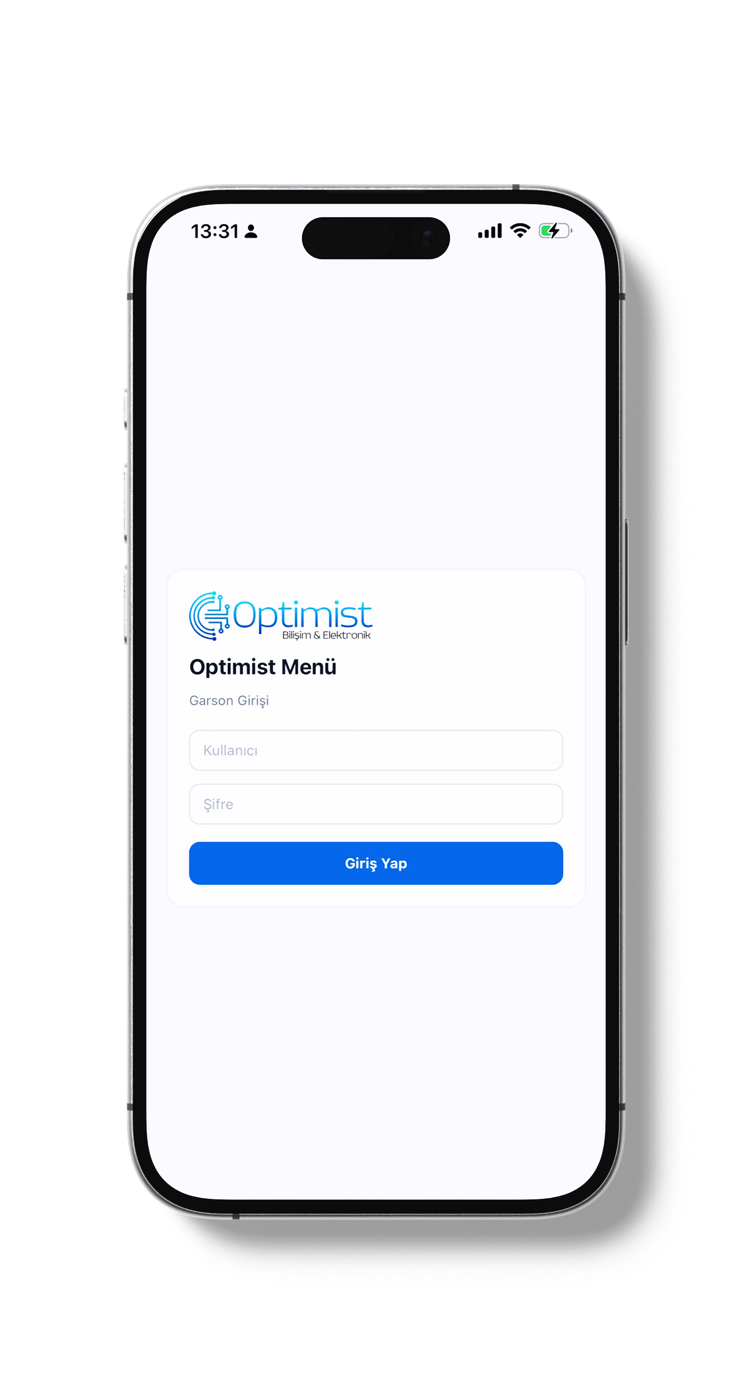 Optimist Garson uygulaması giriş ekranı