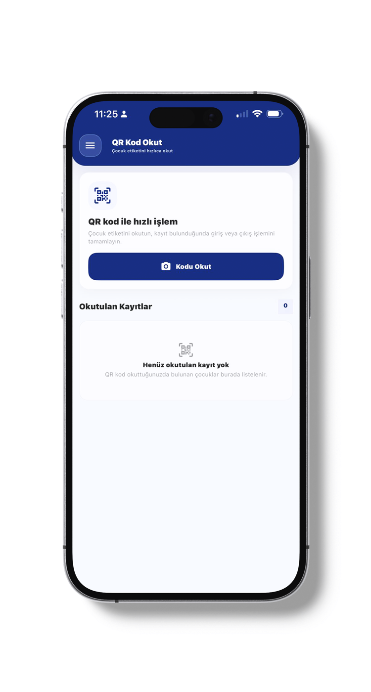 Optrack Kids QR kod okuma ekranı