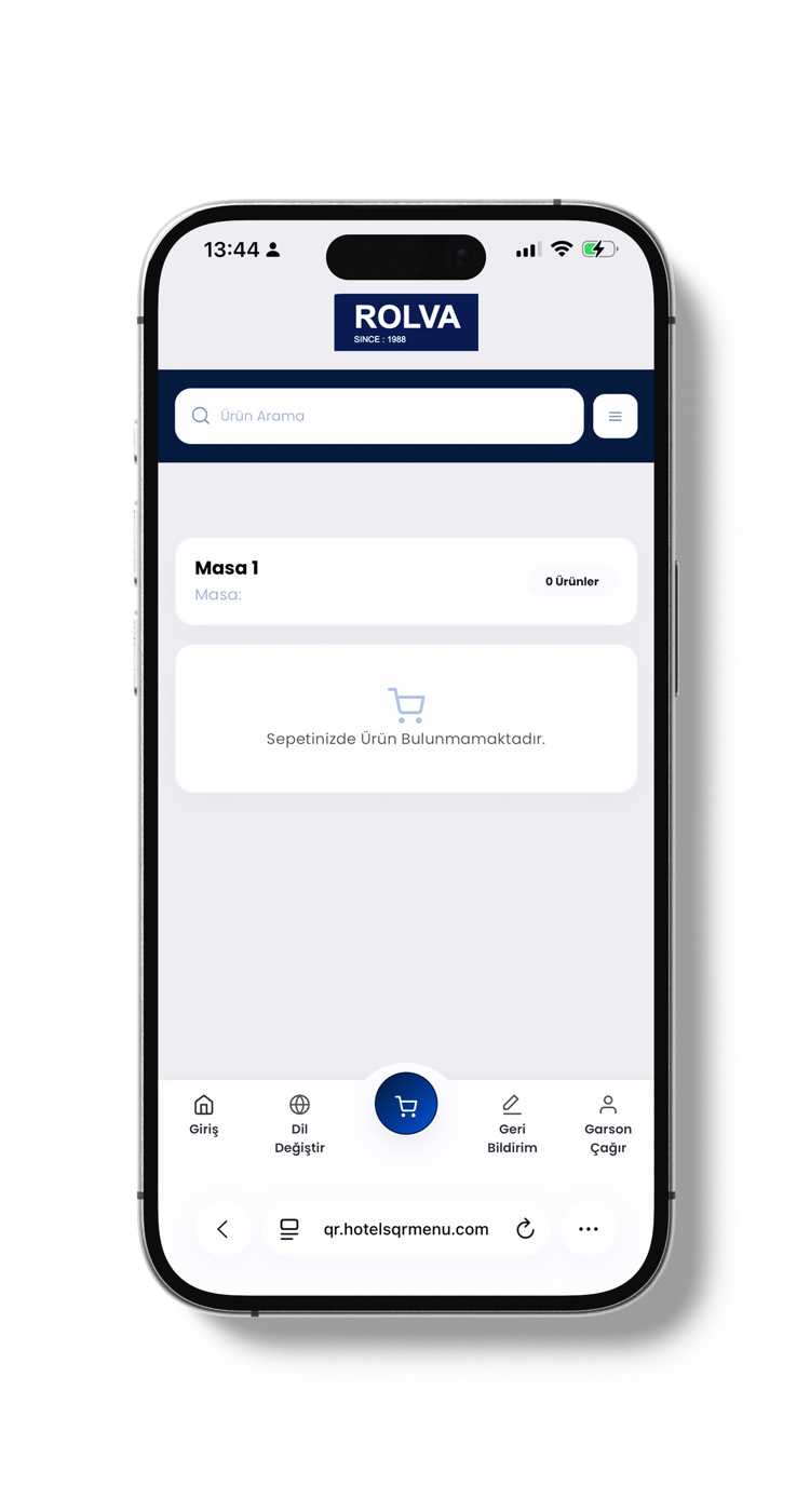 QR Menü sepet ekranı